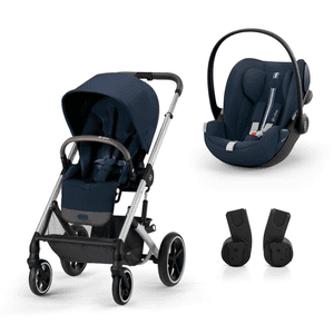 Kinderwagen Balios S Lux Silver Ocean Blauw inclusief baby-autostoeltje Cloud G i-Size Plus Ocean Blauw en Adapter