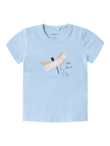 T-shirt Nbfhyria Chambray Blauw