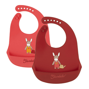 Bavoirs en silicone Lot de deux Emmily rouge foncé/rouge clair