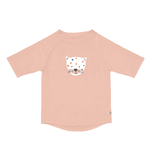 UV-Kurzarm-Badeshirt Leopard rosa