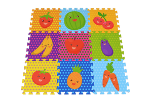 Dalles puzzle enfant fruits, 9 pièces