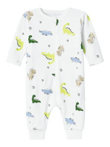 Bright Wild Lime Dino sleep overall White