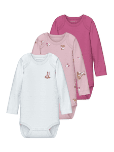 Body s dlouhým rukávem 3-pack Ibis Rose