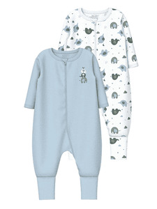 Slaapoverall 2-pack Baby Blauw