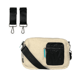 Bolso organizador Teddy Cream con  Gancho para carrito de bebé Matte Black