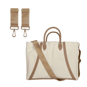 Luiertas Ivory White met  Kinderwagenhaak Linnen Beige