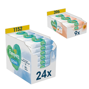 Feuchttücher-Set Harmonie Protect & Care Calendula, 396 Tücher (9 x 44 Stk) und Harmonie Aqua 1.152 Tücher (24 x 48 Stk)