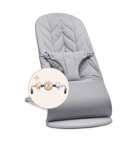 Babywippe Bliss Grau mit Holzspielzeug