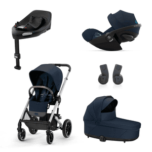 Carrito de bebé Set Balios Silver Ocean incluye Capazo Cot S Lux Ocean Blue Silla portabebés Cloud G i-Size Ocean Blue Plus adaptador  y estación base Base G