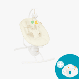 Ferngesteuerte Babyschaukel Creme inkl. Babykopfkissen Wolke