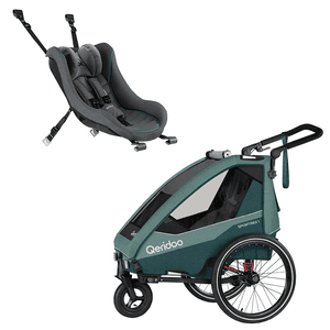 remolque para bicicleta Sportrex 1 Mineral Blue con silla de portabebés gris oscuro 2023