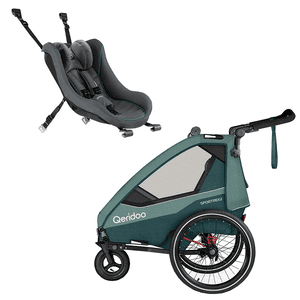 Kinderfahrradanhänger Sportrex 2  Mineral Blue mit Babyschale dunkelgrau 2023