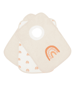 Bavoir bébé à enfiler happaklat arc-en-ciel beige lot de 3