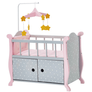 Puppenbett Polka Dots, grau