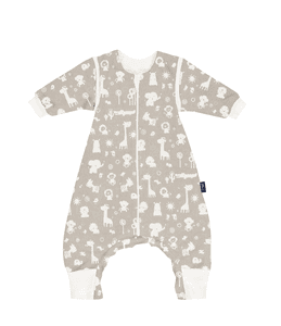 Mono de dormir  con mangas desmontables zoo animales taupe