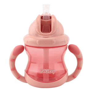 No-Spill Nûby tazza con cannuccia e manici Flip-It 240ml da 12 mesi in rosa