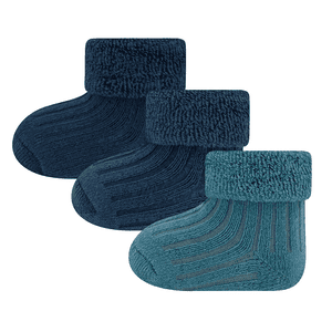 Babysocken 3er-Pack Rippe/Umschlag blau