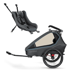 Kidgoo 2 remolque de bicicleta para niños azul marino con asiento de coche infantil gris oscuro 2023