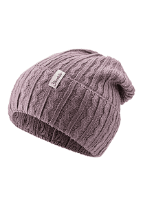 Cappello lavorato a maglia onde viola pastello