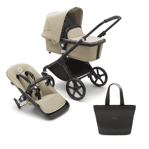 Set carrito de bebé Fox Cub con capazo y asiento Black/Desert Beige con bolso cambiador