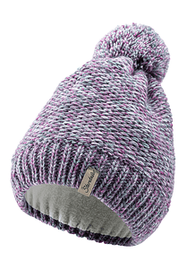 Bonnet tricoté multicolore violet