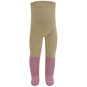 Strømpebukse rib/glitter mørk beige melange
