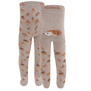 Strumpfhose Igel/Pilze dunkel beige melange