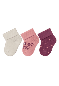 Primer bebé calcetines 3-pack de flores de color crudo