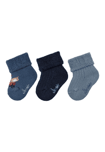 Babystrumpor 3-pack djur medium blå