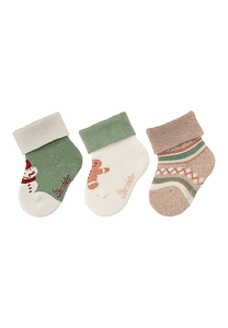 Babysokjes 3-pack kerst eucalyptus