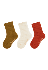 Lot de 3 chaussettes côtelées écrues