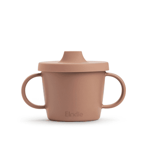 Leren beker met deksel, zacht terracotta