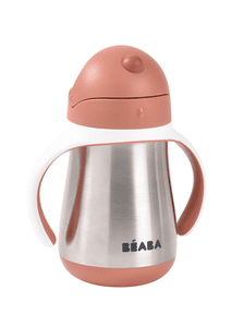 Tasse enfant paille inox terracotta/beige 250 ml