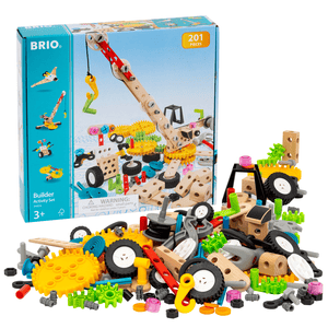 WORLD Jeu de construction véhicules Builder maternelle bois, 201 pièces