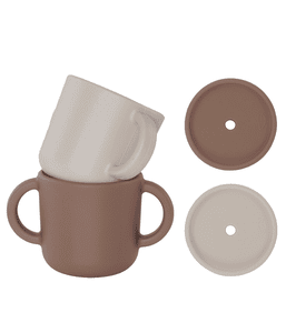 Taza con tapa en marrón/beige