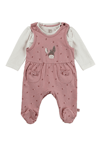 Romper set blommor matt rosa