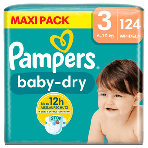 Pieluszki Baby-Dry, rozmiar 3, 6-10 kg, opakowanie maxi (1 x 124 pieluszki)