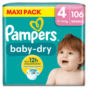 Baby-Dry Windeln, Gr. 4, 9-14 kg, Maxi Pack (1 x 106 Windeln)