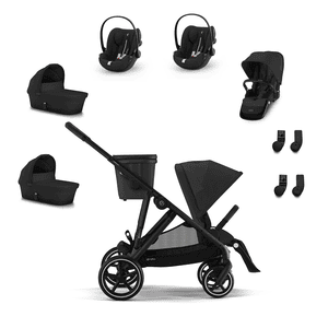 Black Black Black i-Size Black Tweelingset Gazelle S Moon incl. kinderwagenbevestiging S Cot Moon , S-zitje Moon , baby-autostoeltje Cloud G Plus Moon Plus en S-adapter