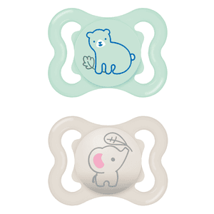 Sucettes Air Silicone 2 pcs. 0-6 mois ourson/éléphant