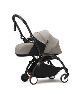 Kinderwagen  YOYO³ Gestell black inkl. 0+ Neugeborenenaufsatz Taupe