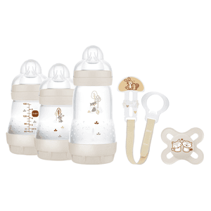 Coffret naissance biberons sucette beige 5 pièces