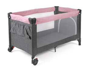 Reisebett Luxus Melange grau-rosa
