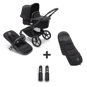 Kinderwagen Fox 5 mit Liegewanne und Sitz Black/Midnight Black inklusive gratis Fußsack und Höhenadapter