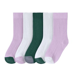 Little Barnstrumpor 5-pack Gang lila vit grön