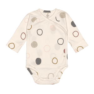 Baby Wickelbody langarm Kreise beige