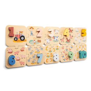 Zahlen Puzzle Set Bauernhof, pastell
