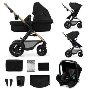 Pack poussette trio combinée 4en1 MOOV2 Pure Black roues EVA