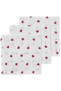 heart Burpdukar 3-pack Sweet red 30 x 30 cm