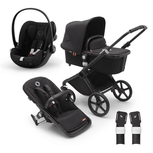 Fox Black Midnight Black i-Size Black Barnevogn Cub med liggedel og sete / inkl. cybex GOLD Cloud G bilbarnestol Moon og adapter